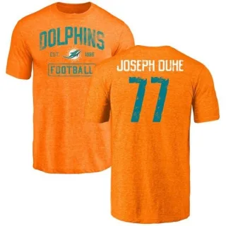 Adam Joseph Duhe Miami Dolphins Orange Distressed Name & Number Tri-Blend T-Shirt