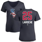 Adam LaRoche Women's Chicago White Sox Name and Number Banner Wave V-Neck T-Shirt - Navy