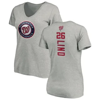 Adam Lind Women's Washington Nationals Backer Slim Fit T-Shirt - Ash