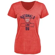 Adam Lind Women's Washington Nationals Base Runner Tri-Blend T-Shirt - Red