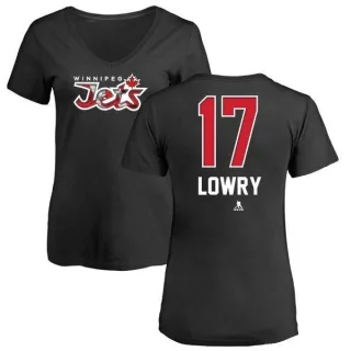 Adam Lowry Women's Winnipeg Jets Name and Number Banner Wave V-Neck T-Shirt - Black