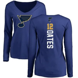 Adam Oates Women's St. Louis Blues Backer V-Neck Long-Sleeve T-Shirt - Royal