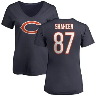 Adam Shaheen Women's Chicago Bears Name & Number Logo Slim Fit T-Shirt - Navy