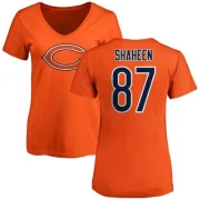 Adam Shaheen Women's Chicago Bears Name & Number Logo Slim Fit T-Shirt - Orange