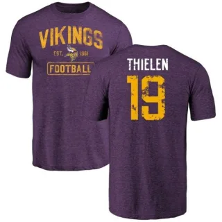 Adam Thielen Minnesota Vikings Purple Distressed Name & Number Tri-Blend T-Shirt