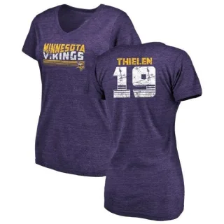 Adam Thielen Women's Minnesota Vikings Retro Tri-Blend V-Neck T-Shirt - Purple