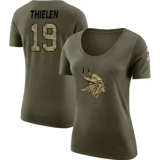 Adam Thielen Women's Minnesota Vikings Salute to Service Olive Legend Scoop Neck T-Shirt