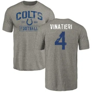 Adam Vinatieri Indianapolis Colts Gray Distressed Name & Number Tri-Blend T-Shirt