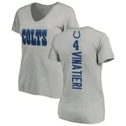 Adam Vinatieri Women's Indianapolis Colts Backer V-Neck T-Shirt - Ash