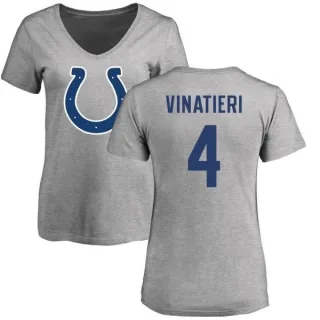 Adam Vinatieri Women's Indianapolis Colts Name & Number Logo Slim Fit T-Shirt - Ash