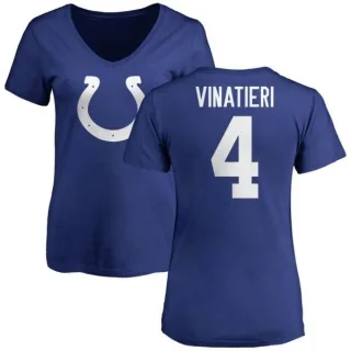 Adam Vinatieri Women's Indianapolis Colts Name & Number Logo Slim Fit T-Shirt - Royal