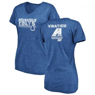 Adam Vinatieri Women's Indianapolis Colts Retro Tri-Blend V-Neck T-Shirt - Royal