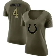 Adam Vinatieri Women's Indianapolis Colts Salute to Service Olive Legend Scoop Neck T-Shirt