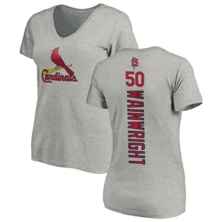 Adam Wainwright Women's St. Louis Cardinals Backer Slim Fit T-Shirt - Ash