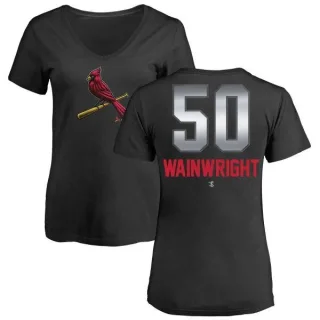 Adam Wainwright Women's St. Louis Cardinals Midnight Mascot V-Neck T-Shirt - Black