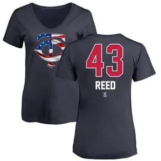 Addison Reed Women's Minnesota Twins Name and Number Banner Wave V-Neck T-Shirt - Navy