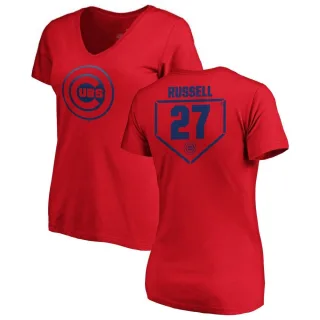 Addison Russell Women's Chicago Cubs RBI Slim Fit V-Neck T-Shirt - Red