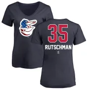 Adley Rutschman Women's Baltimore Orioles Name and Number Banner Wave V-Neck T-Shirt - Navy