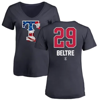 Adrian Beltre Women's Texas Rangers Name and Number Banner Wave V-Neck T-Shirt - Navy