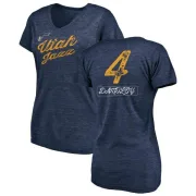 Adrian Dantley Women's Utah Jazz Navy Sideline Tri-Blend V-Neck T-Shirt