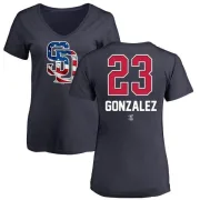 Adrian Gonzalez Women's San Diego Padres Name and Number Banner Wave V-Neck T-Shirt - Navy