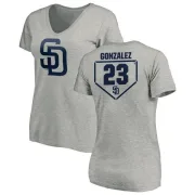 Adrian Gonzalez Women's San Diego Padres RBI Slim Fit V-Neck T-Shirt - Heathered Gray