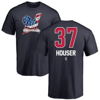 Adrian Houser Milwaukee Brewers Name and Number Banner Wave T-Shirt - Navy