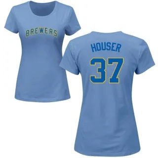 Adrian Houser Women's Milwaukee Brewers Name & Number T-Shirt - Light Blue