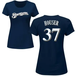 Adrian Houser Women's Milwaukee Brewers Name & Number T-Shirt - Navy