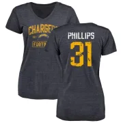 Adrian Phillips Women's Los Angeles Chargers Distressed Name & Number Slim Fit V-Neck T-Shirt - Navy