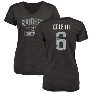 A.J. Cole III Women's Oakland Raiders Black Distressed Name & Number Tri-Blend V-Neck T-Shirt