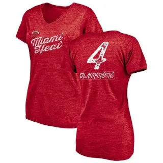 A.J. Hammons Women's Miami Heat Red Sideline Tri-Blend V-Neck T-Shirt