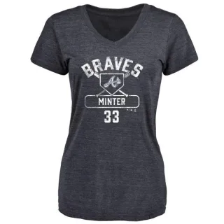 A.J. Minter Women's Atlanta Braves Base Runner Tri-Blend T-Shirt - Navy