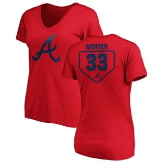 A.J. Minter Women's Atlanta Braves RBI Slim Fit V-Neck T-Shirt - Red