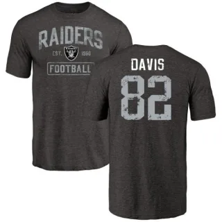 Al Davis Oakland Raiders Black Distressed Name & Number Tri-Blend T-Shirt