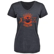 Al Hamilton Women's Edmonton Oilers Insignia Tri-Blend V-Neck T-Shirt - Navy