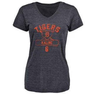 Al Kaline Women's Detroit Tigers Base Runner Tri-Blend T-Shirt - Navy