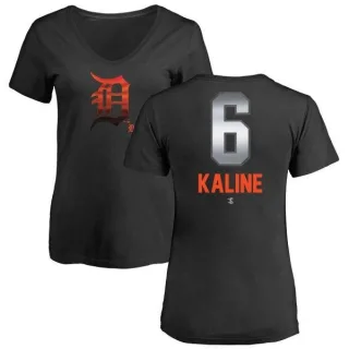 Al Kaline Women's Detroit Tigers Midnight Mascot V-Neck T-Shirt - Black