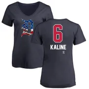 Al Kaline Women's Detroit Tigers Name and Number Banner Wave V-Neck T-Shirt - Navy