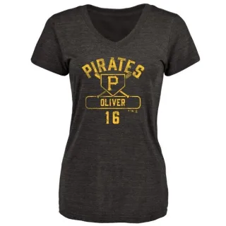 Al Oliver Women's Pittsburgh Pirates Base Runner Tri-Blend T-Shirt - Black