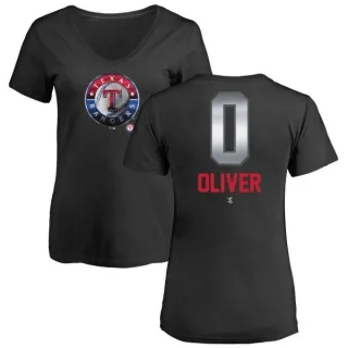 Al Oliver Women's Texas Rangers Midnight Mascot V-Neck T-Shirt - Black