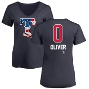 Al Oliver Women's Texas Rangers Name and Number Banner Wave V-Neck T-Shirt - Navy