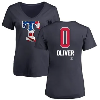 Al Oliver Women's Texas Rangers Name and Number Banner Wave V-Neck T-Shirt - Navy