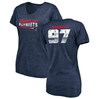 Alan Branch Women's New England Patriots Retro Tri-Blend V-Neck T-Shirt - Navy