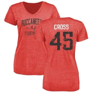 Alan Cross Women's Tampa Bay Buccaneers Red Distressed Name & Number Tri-Blend V-Neck T-Shirt