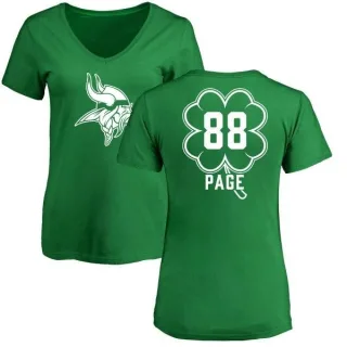 Alan Page Women's Minnesota Vikings Green St. Patrick's Day Name & Number V-Neck T-Shirt