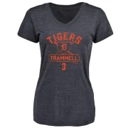 Alan Trammell Women's Detroit Tigers Base Runner Tri-Blend T-Shirt - Navy