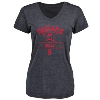 Albert Belle Women's Cleveland Indians Base Runner Tri-Blend T-Shirt - Navy