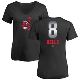 Albert Belle Women's Cleveland Indians Midnight Mascot V-Neck T-Shirt - Black