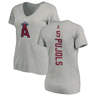 Albert Pujols Women's Los Angeles Angels of Anaheim Backer Slim Fit T-Shirt - Ash